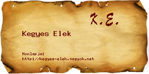 Kegyes Elek névjegykártya